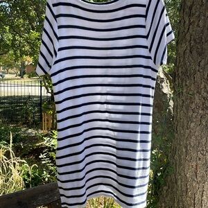 Roller Rabbit White Black Striped Terry T-shirt Dress Coverup Women’s Size L